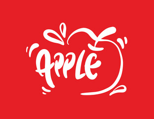 사과 일러스트 - 손으로 그린 사과 글씨와 그림