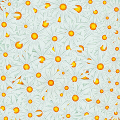  Floral background, daisies.