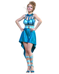 Beautiful woman in long evening dress.