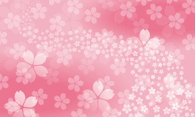 春のイメージの桜のイラスト背景　桜吹雪　花の川　花満開バックグラウンド