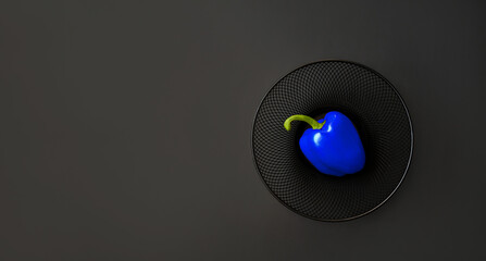 Minimal composition of one pepper on a solid extra dark background. Color variation, contrast,...