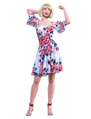 Beautiful japan woman in short dress.