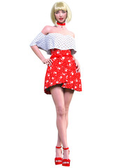 Beautiful japan woman in short dress.