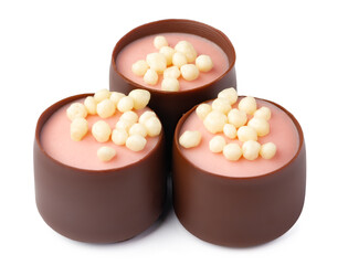 Chocolate sweets on a white background