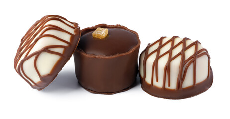 Chocolate sweets on a white background