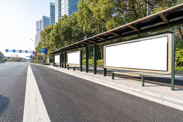 banner with bus station