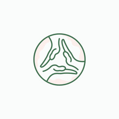 Hand care simple and modern outline logo vector. Circle with tree hands