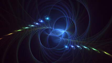 3D rendering abstract blue fractal light background