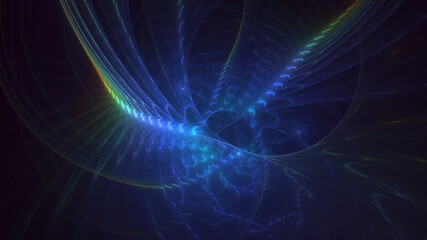 3D rendering abstract blue fractal light background