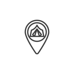 Refugee camp location line icon