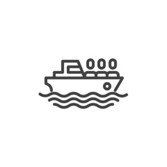 Refugees boat line icon