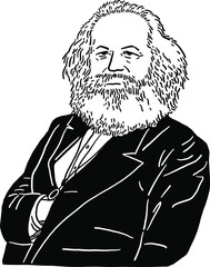 Karl Marx German philosopher Hand drawn Portrait Illustration