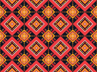 Geometric ethnic flower pattern for background,fabric,wrapping,clothing,wallpaper,batik,carpet,embroidery style.	