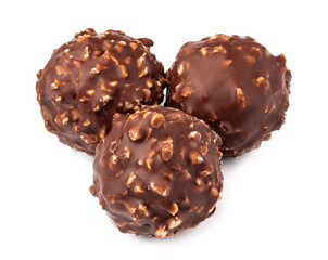 Chocolate Belgian candy isolated on white background