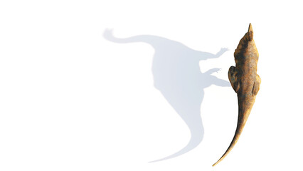 Plateosaurus, herbivorous dinosaur that lived around 214 to 204 million years ago, isolated on white background with negative space, top view © dottedyeti