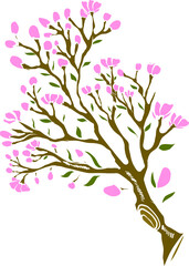 Obraz na płótnie Canvas Branch of Cherry blossom on white.Vector illustration Sakura Flower,Nice Peach blossom isolated vector.Japanese floral.Branch of sakura flower vector for printing on background.