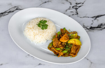 Mixed Thai and Muslim Food Selections 