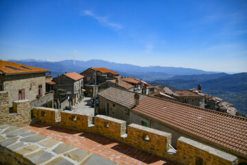 Panoramic view of Rocca Cilento, a medieval village in the province of Salerno, Italy.