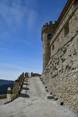 The walls of an ancient medieval castle in Rocca Cilento, a medieval village in the province of...