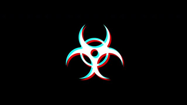 virus glitch sign animation.  isolated on black background.digital glitch effect. 4K video. cool effect.