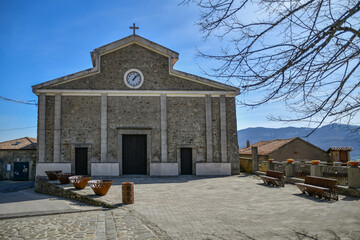 The facade of the church of Rocca Cilento, a medieval village in the province of Salerno, Italy.