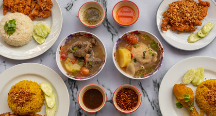 Mixed Thai and Muslim Food Selections 