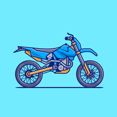 Naklejka na ściany i meble Motocross Bike Cartoon Vector Icon Illustration. Motorcycle Vehicle Icon Concept Isolated Premium Vector. Flat Cartoon Style