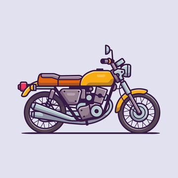 Retro Motorbike Cartoon Vector Icon Illustration. Motorcycle Vehicle Icon Concept Isolated Premium Vector. Flat Cartoon Style