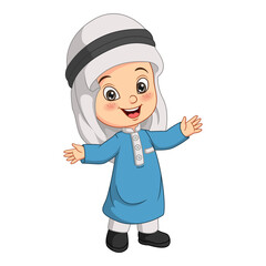 Cartoon muslim arabian boy posing