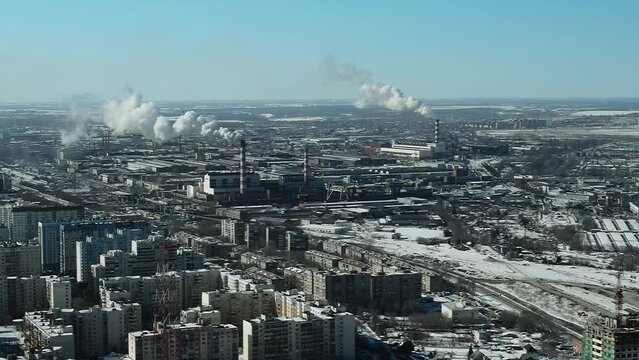 Siberian city under the snow.