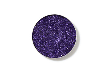 Purple shimmer eyeshadow refill isolated on white background