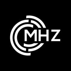 MHZ letter logo design. MHZ monogram initials letter logo concept. MHZ letter design in black background.