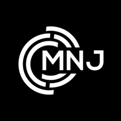 MNJ letter logo design. MNJ monogram initials letter logo concept. MNJ letter design in black background.