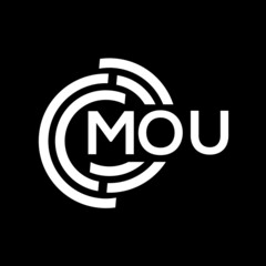 MOU letter logo design. MOU monogram initials letter logo concept. MOU letter design in black background.