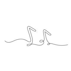 Headphones drawn in one line. Isolated on white background.