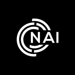 NAI letter logo design. NAI monogram initials letter logo concept. NAI letter design in black background.