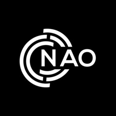 NAO letter logo design. NAO monogram initials letter logo concept. NAO letter design in black background.