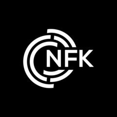 NFK letter logo design. NFK monogram initials letter logo concept. NFK letter design in black background.