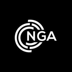 NGA letter logo design. NGA monogram initials letter logo concept. NGA letter design in black background.