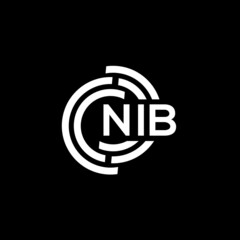 NIB letter logo design. NIB monogram initials letter logo concept. NIB letter design in black background.