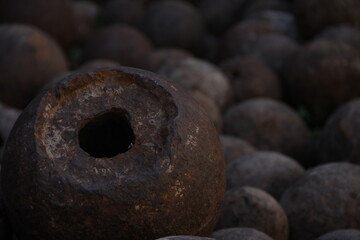 close up of cannon balls