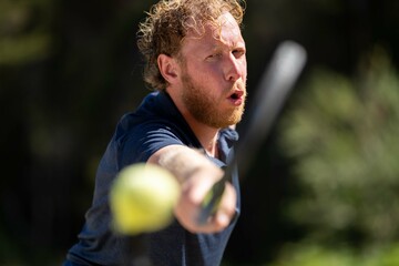 Amateur playing tennis in Melbourne, Australia 