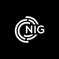 NIG letter logo design. NIG monogram initials letter logo concept. NIG letter design in black background.