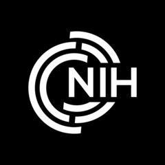 NIH letter logo design. NIH monogram initials letter logo concept. NIH letter design in black background.