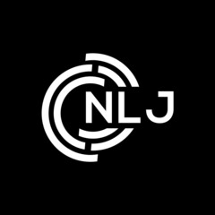 NLJ letter logo design. NLJ monogram initials letter logo concept. NLJ letter design in black background.