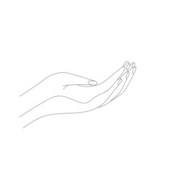 hands drawn in one line. Isolated on white background. Vector