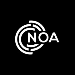 NOA letter logo design. NOA monogram initials letter logo concept. NOA letter design in black background.