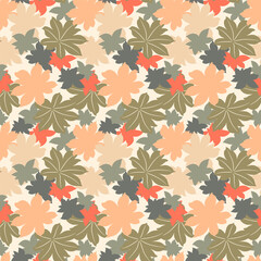 Japanese Pastel Maple Leaf Vector Seamless Pattern