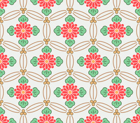 Japanese Sweet Flower Hexagon Vector Seamless Pattern