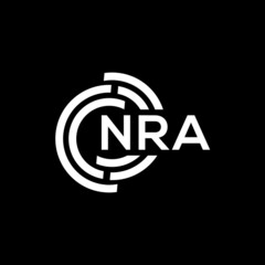 NRA letter logo design. NRA monogram initials letter logo concept. NRA letter design in black background.